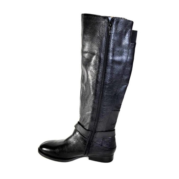New - Nine West Black Riding Knee High Leather Long Black Boots Womens Size 6 - Picture 15 of 16